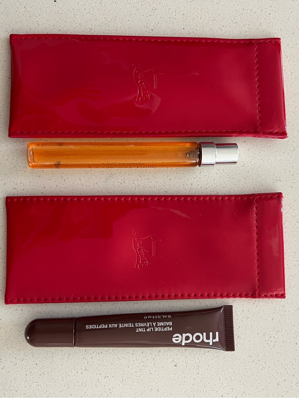 Christian Louboutin Red Patent Pouches – Set of 2 – Beauty/Perfume Protective Ca
